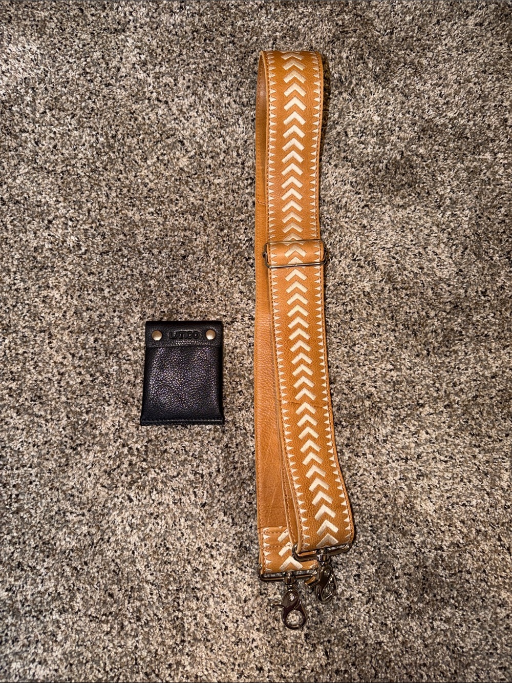 Latico Cognac Leather Adjustable Crossbody Strap
